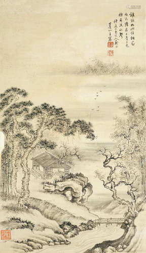 王宸（1720～1797） 消夏图 立轴 水墨纸本