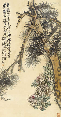 王震（1867～1938） 松树 立轴 设色纸本