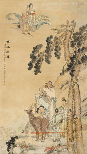 钱慧安（1833～1911） 祝寿图 立轴 设色纸本