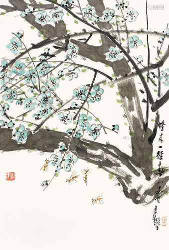 张继馨（b.1926） 蜂来一径春 镜心 设色纸本