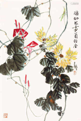 张继馨（b.1926） 满地风霜菊绽金 镜心 设色纸本