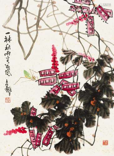 张继馨（b.1926） 一林秋雨豆花低 镜心 设色纸本