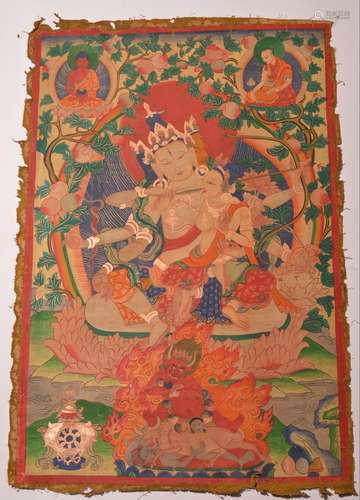 A THANGKA OF SHIVA SHAKTI . 18th Century