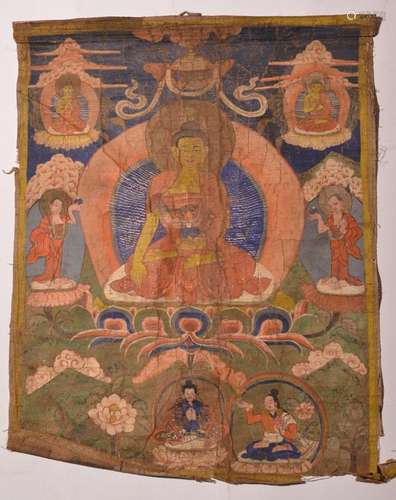 A THANGKA OF SAKYAMUNI. 17th Century