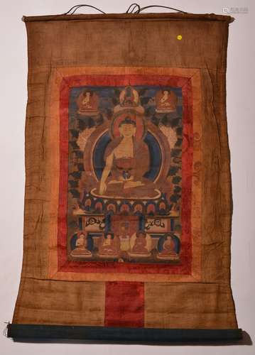 A THANGKA OF SAKYAMUNI. 17th Century