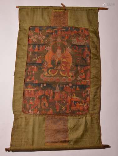 A THANGKA OF VARIOUS LAMAS. 17th Century