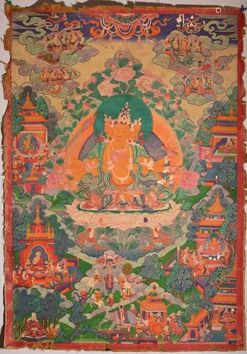 A THANGKA OF USNISAVIJAYA. 18th Century