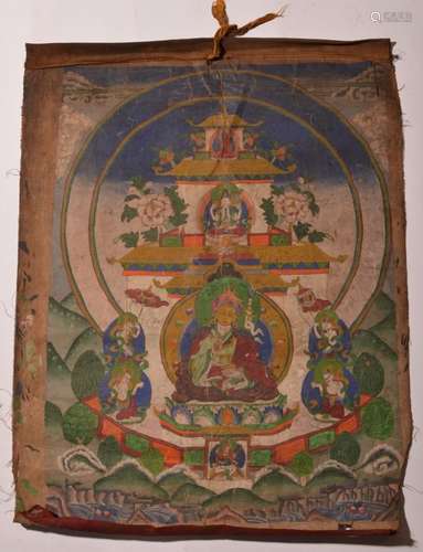 A THANGKA OF VARIOUS LAMAS. 17th Century