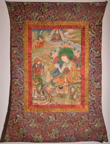 A THANGKA OF LAMA. 18th Century