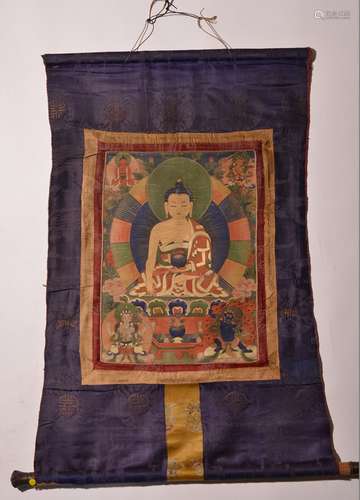 A THANGKA OF SAKYAMUNI. 17th Century