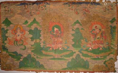 A THANGKA OF VAISRVANA. 18th Century