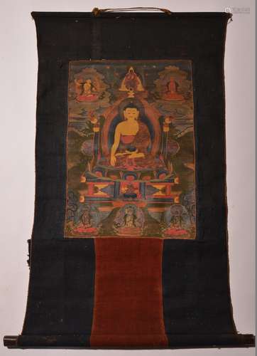 A THANGKA OF SAKYAMUNI. 16th Century