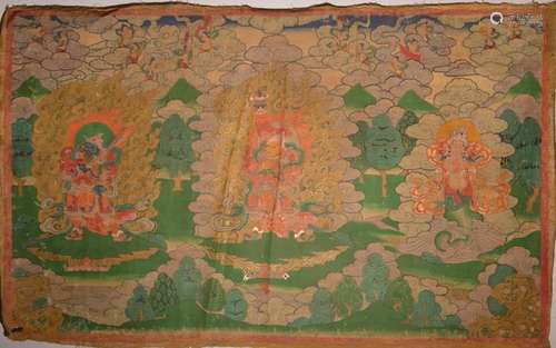 A THANGKA OF VAISHRAVANA. 18th Century