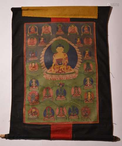 A THANGKA OF SAKYAMUNI. 17th Century