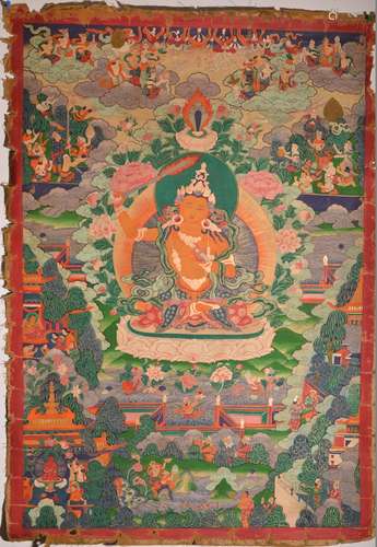 A THANGKA OF MANJUSHRI. 18th Century