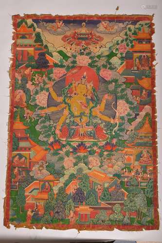 A THANGKA OF USNISAVIJAYA. 18th Century