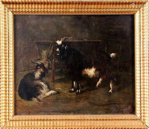 SIMON French painter, 19th century Goats in the