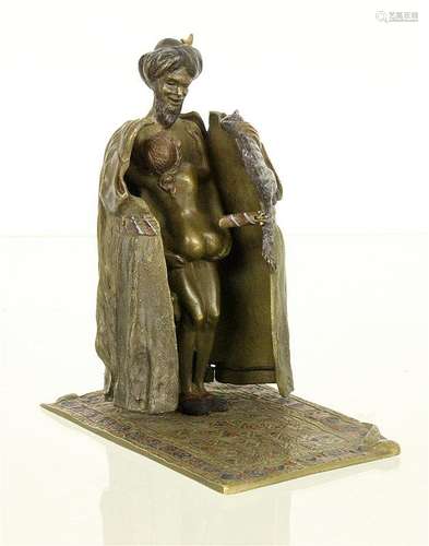 AN EROTIC VIENNA BRONZE Arab with naked girl