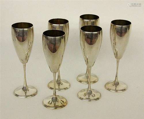 A SET OF 6 CHAMPAGNE GOBLETS 800/1000 silver