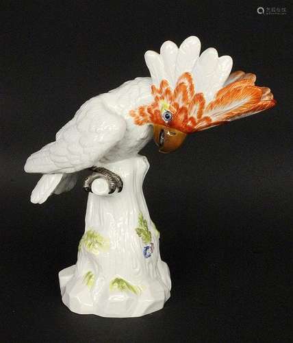 A COCKATOO Meissen, 20th century Bird figurine