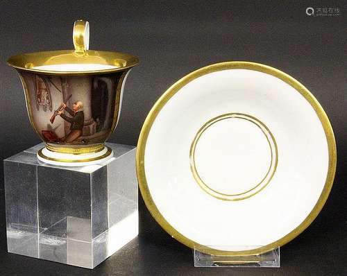 A PICTURE CUP WITH SAUCER Meissen circa 1815