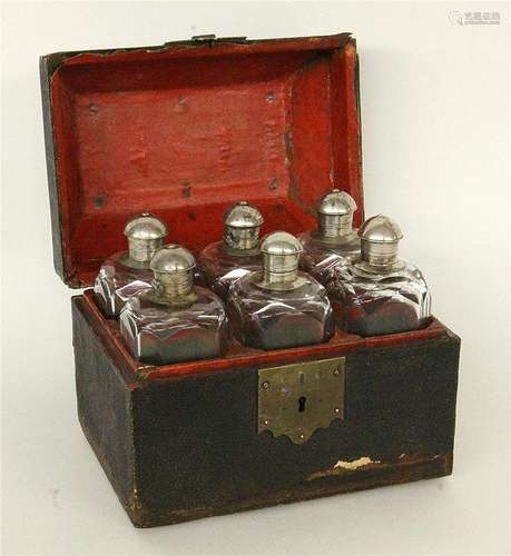 A PHARMACY BOX 19th century Box with 6 medicine