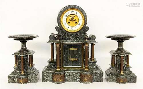 A FIREPLACE SET France ca. 1860 Pendulum clock