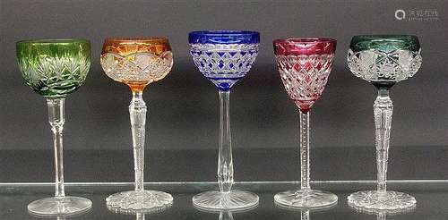 FIVE WINE GOBLETS probably Theresienthal 1920s