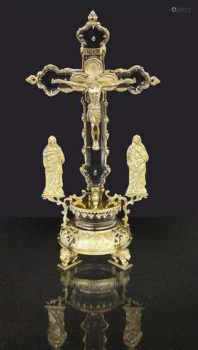 A STAND CRUCIFIX after 1900 Silver, gilded and