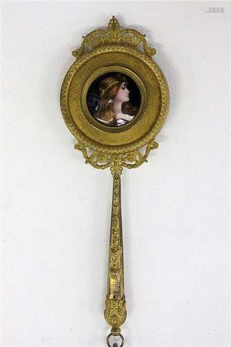 A HAND MIRROR WITH ENAMEL MINIATURE France, 19th