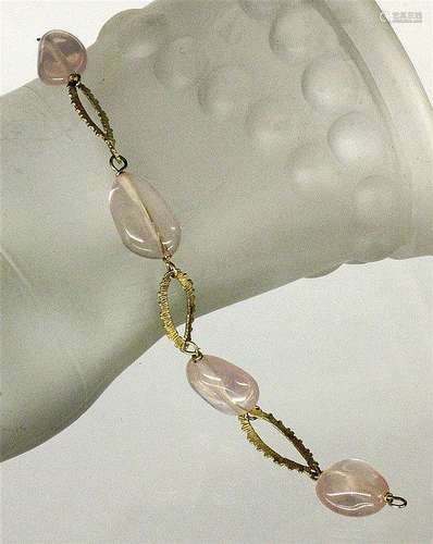 A BRACELET 585/000 yellow gold with rose quartz