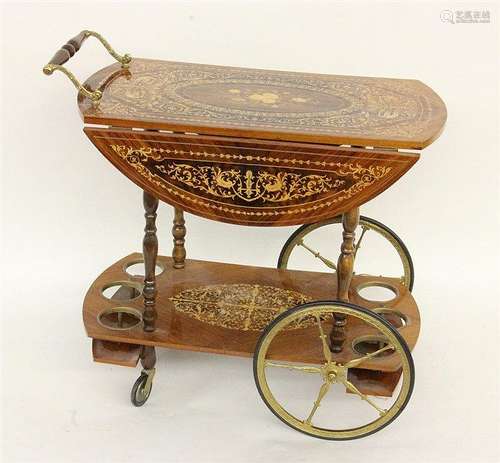 A TEA TROLLEY 20th century Rosewood with inlaid