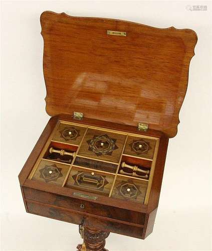 A SEWING TABLE German circa 1880 Walnut. Box with