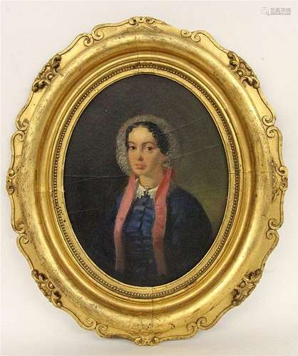 PORTRAIT PAINTER 19th century Oval portrait of a