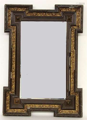 WALL MIRROR circa 1900 Brown lacquered wooden