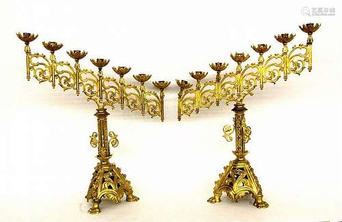 A PAIR OF 7-ARMED CHURCH CANDLESTICKS France