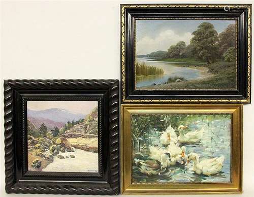 THREE OIL PAINTINGS Various painters and motifs