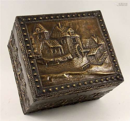 A BOX Belgium ca. 1900 Wooden box with brass and