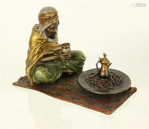 A TEA CEREMONY Painted Viennese bronze. Arab