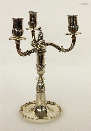 A 3-LIGHT CANDLESTICK Silver. 3-armed top