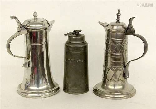 A LOT 3 TIN PIECES 2 jugs and a screw cap bottle