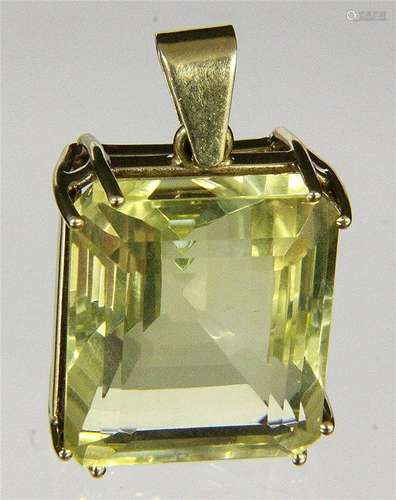 A PENDANT WITH LARGE CITRIN 585/000 yellow gold