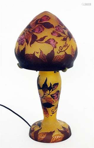 A GALLE STYLE TABLE LAMP 20th century Mushroom