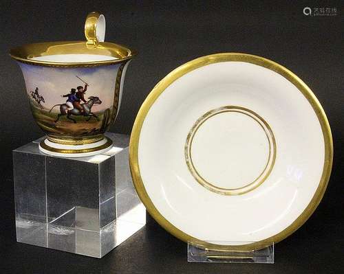 A PICTURE CUP WITH SAUCER Meissen circa 1815