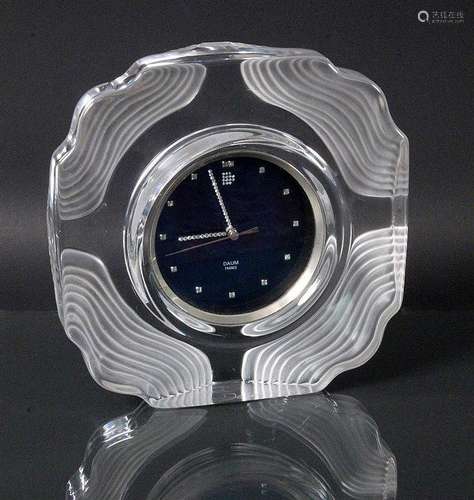 A DAUM BRACKET CLOCK Daum France Colourless