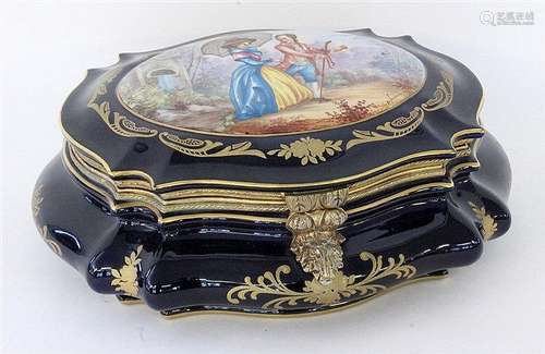 A SEVRES STYLE PORCELAIN BOX Bulbous Baroque form