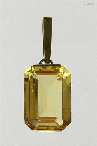 A PENDANT WITH CITRINE 585/000 yellow gold. Gross