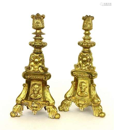 A PAIR OF BAROQUE CHURCH CANDLESTICKS probably