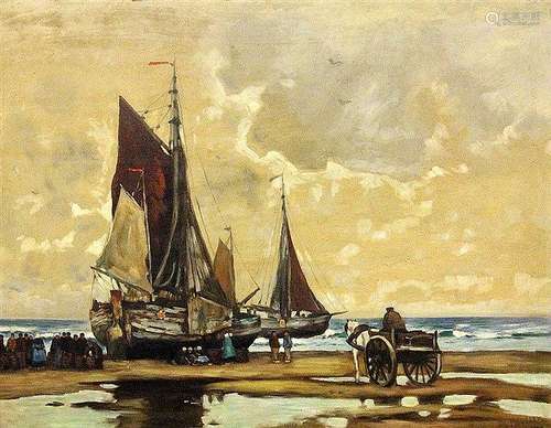 HAUFLER, G. 1930s Fishing boats and people at the