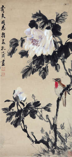 孔小瑜 花鸟 设色 立轴